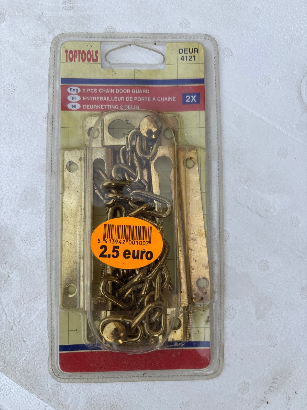Deurketting 2-delig - Toptools Deur 4121, Ophalen, Nieuw, Overige materialen, Schuif of Grendel