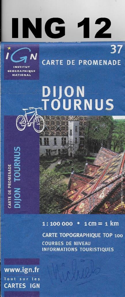 Pl1902 wandelkaart Frankrijk ign 12 Dijon Tournus ( 2004 ), Gelezen, Ophalen of Verzenden, Landkaart, 2000 tot heden