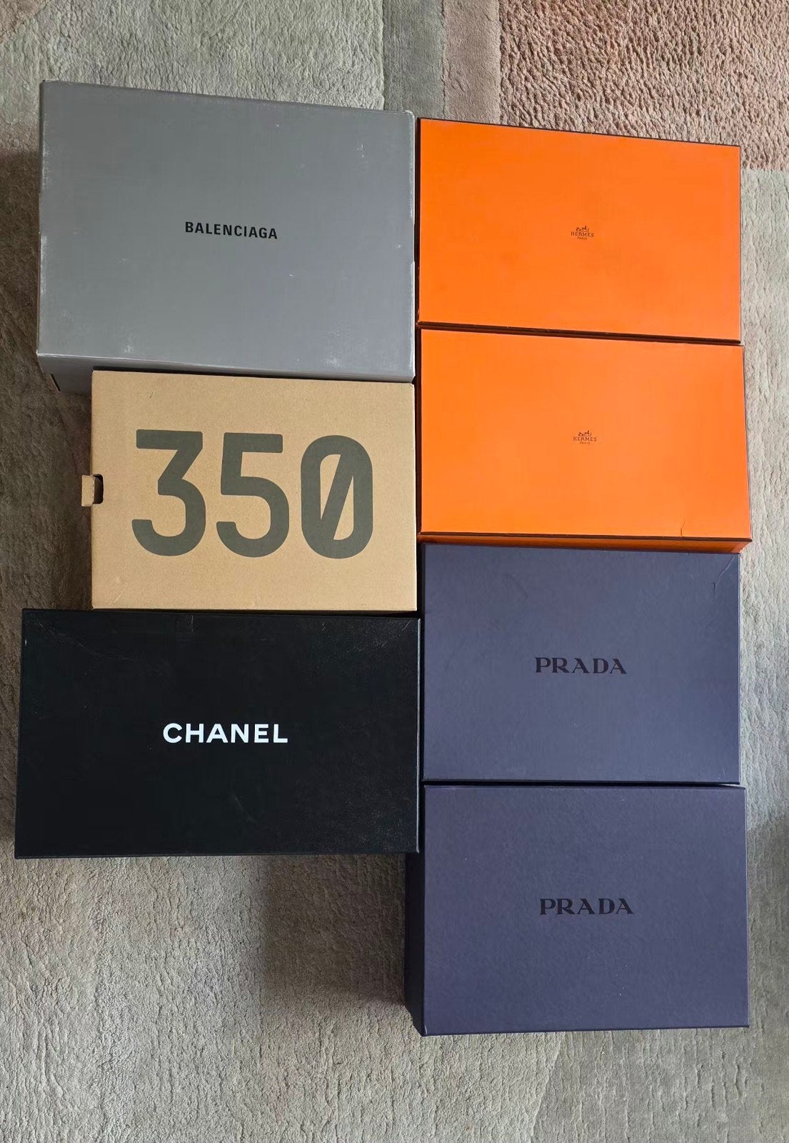 Partij lege designer schoenendozen Chanel, Hermès, Prada,, Ophalen of Verzenden