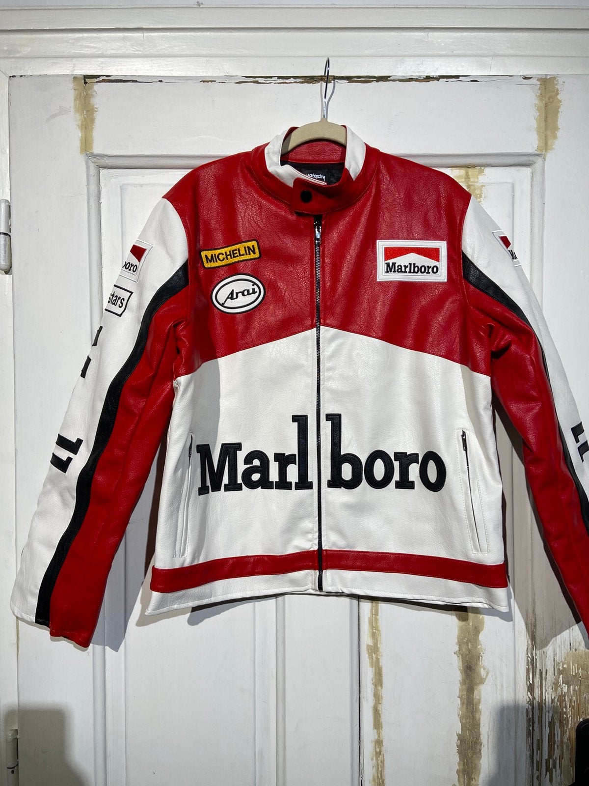 Marlboro Racing-jas (maat S) Lederlook classic, Ophalen of Verzenden, Zo goed als nieuw, Maat 46 (S) of kleiner, Rood
