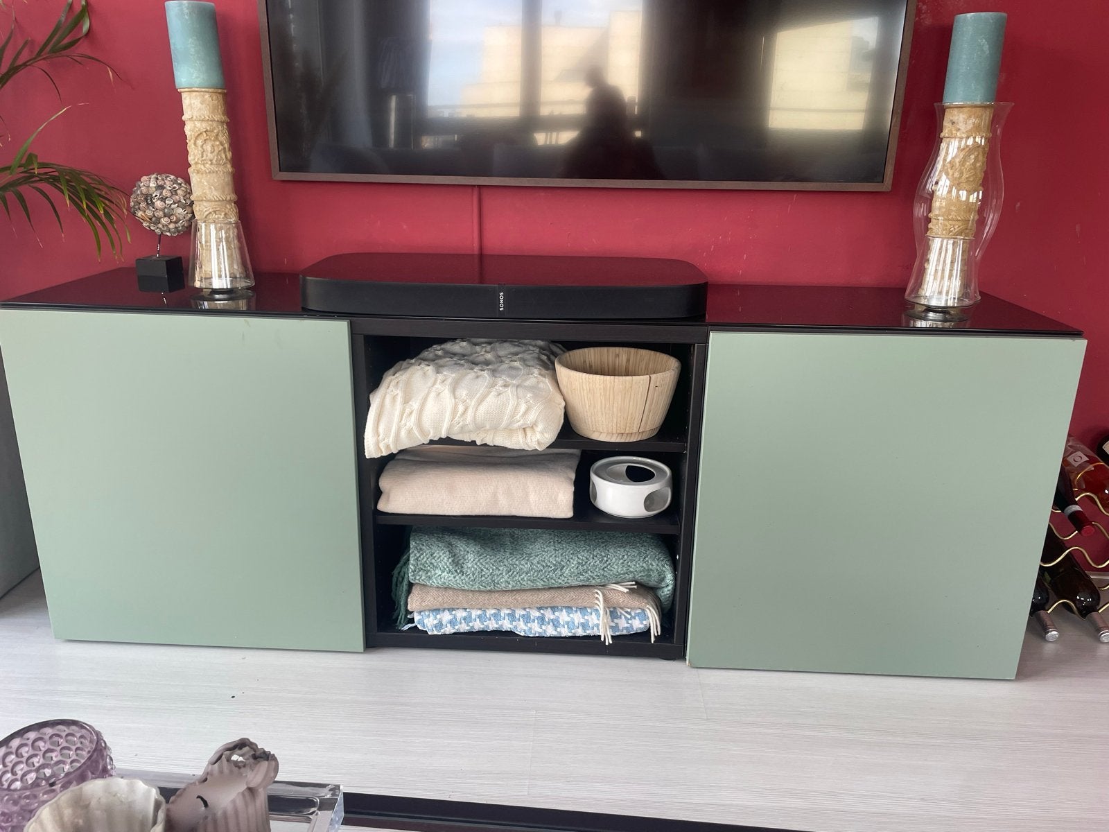Modern tv-meubel met opbergruimte - Ophalen in Amsterdam Noo, Ophalen, Gebruikt, 100 tot 150 cm, Minder dan 100 cm