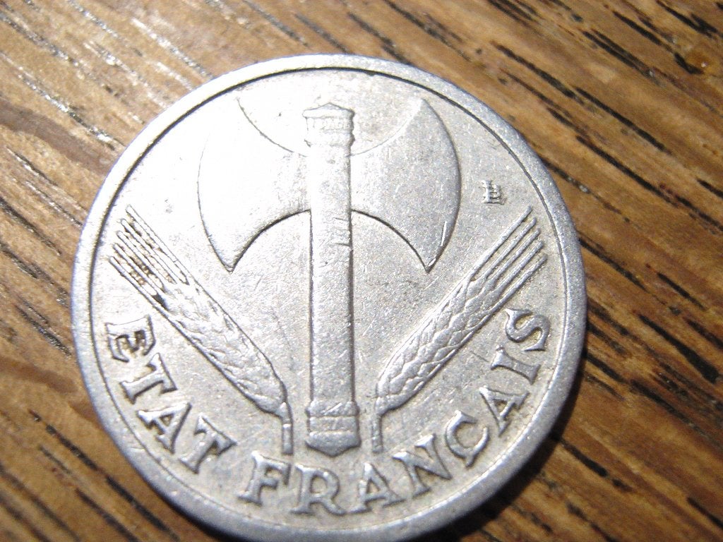 Oorlogsmunt WW2 Vichy-Frankrijk 1 Franc 1943 #61, Ophalen of Verzenden, Frankrijk, Losse munt