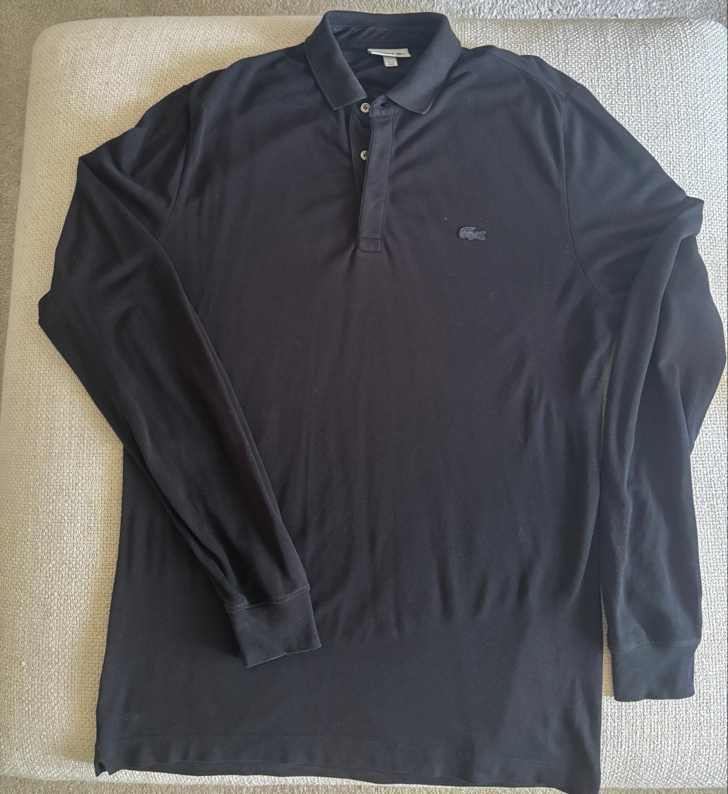 Lacoste polo lange mouwen zwart - valt als XL, Kleding | Heren, Ophalen of Verzenden, Zo goed als nieuw, Maat 56/58 (XL), Zwart