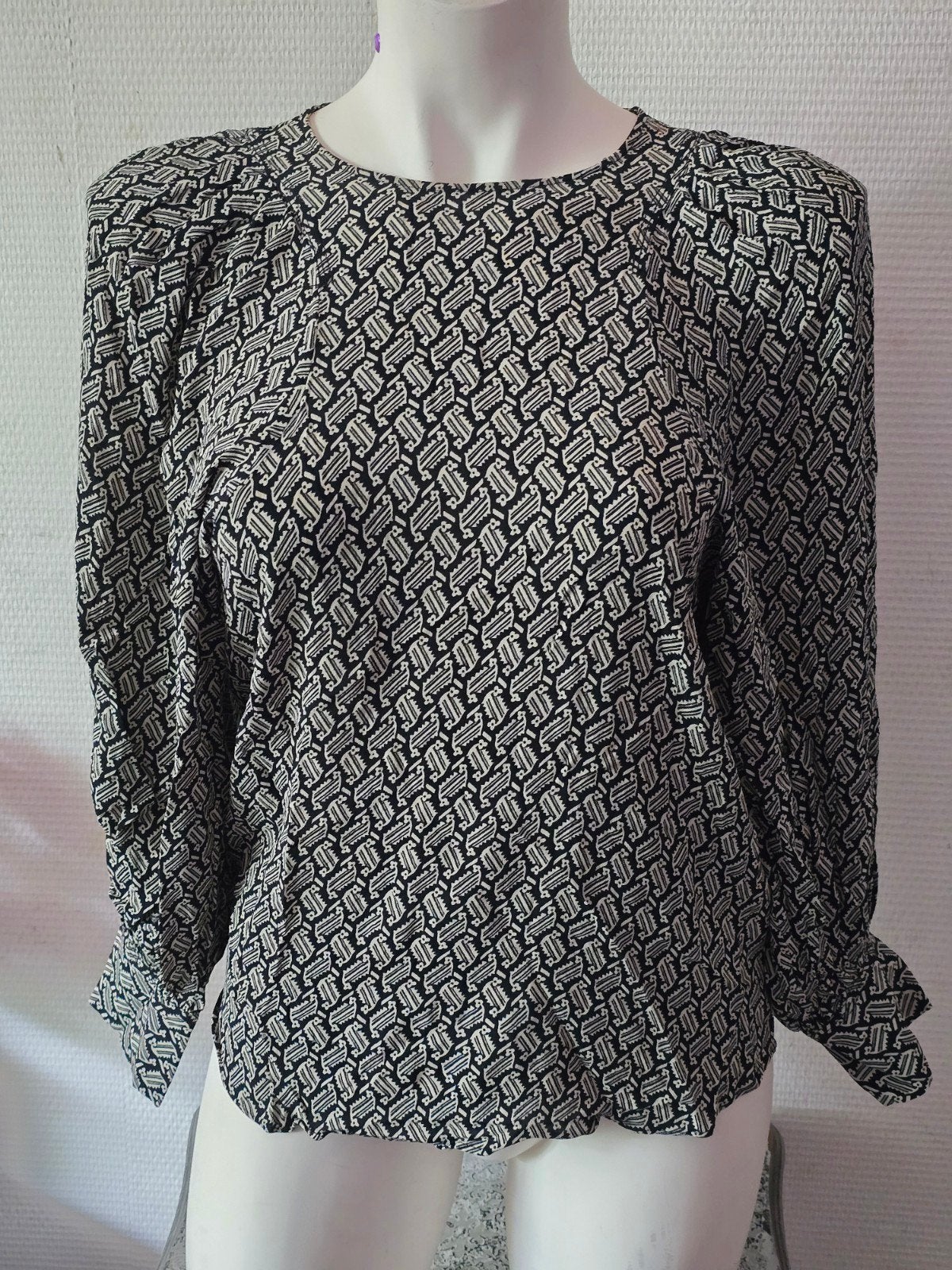 Massimo Dutti dames blouse met patroon maat S, Massimo Dutti, Zwart, Ophalen of Verzenden, Maat 36 (S)