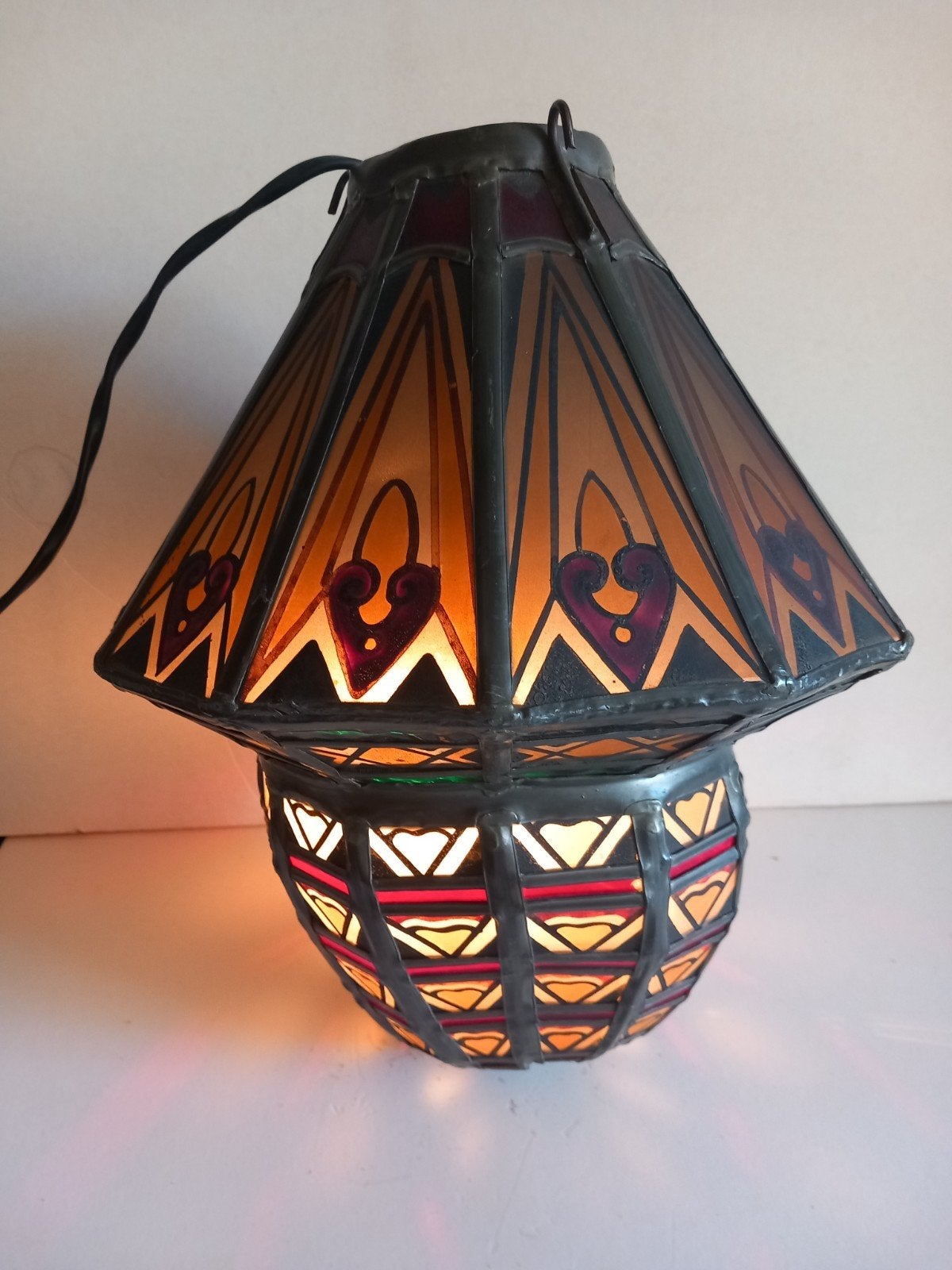 Gebrandschilderd Art Deco Amsterdamse School hanglamp, Antiek en Kunst, Ophalen of Verzenden