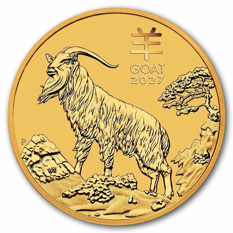 2027 Australia 1/10 oz Gold Lunar Goat BU (Series III), Verzenden, Goud