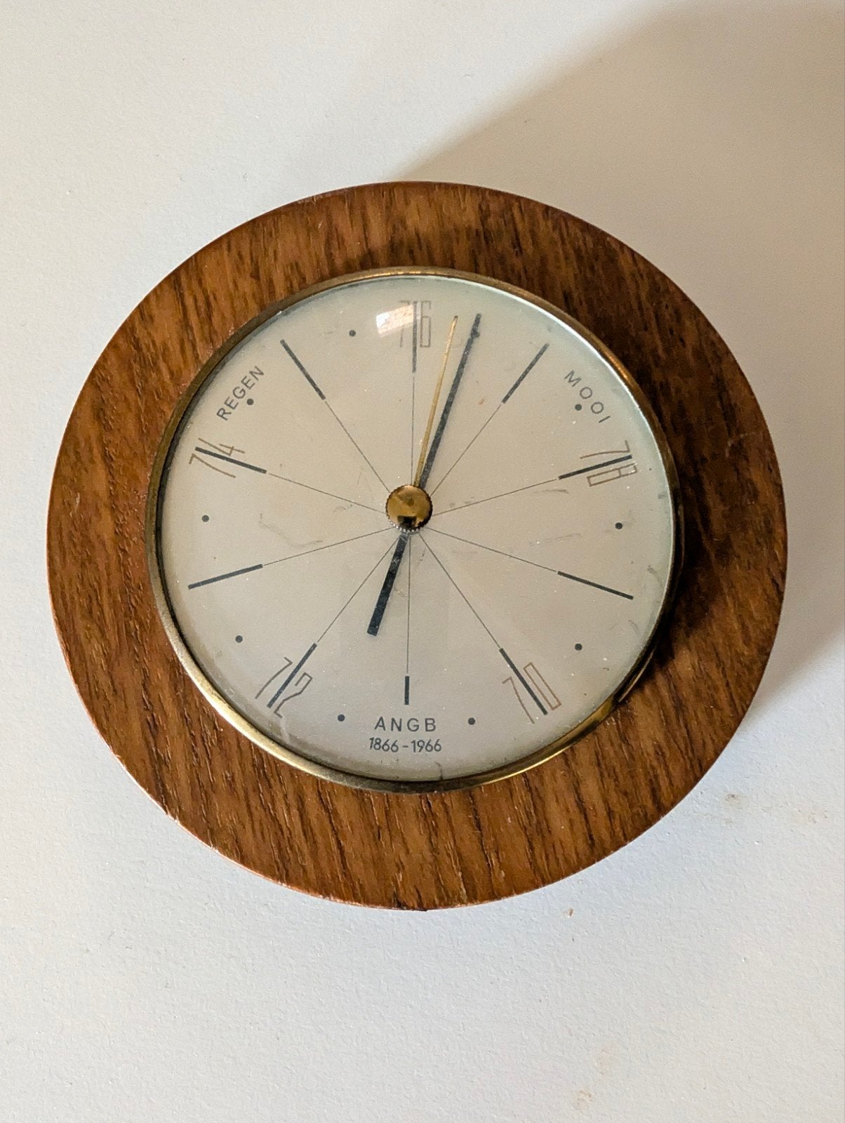 Vintage ANGB Barometer 1866-1966 - Houten Rand, Ophalen of Verzenden, Gebruikt, Barometer