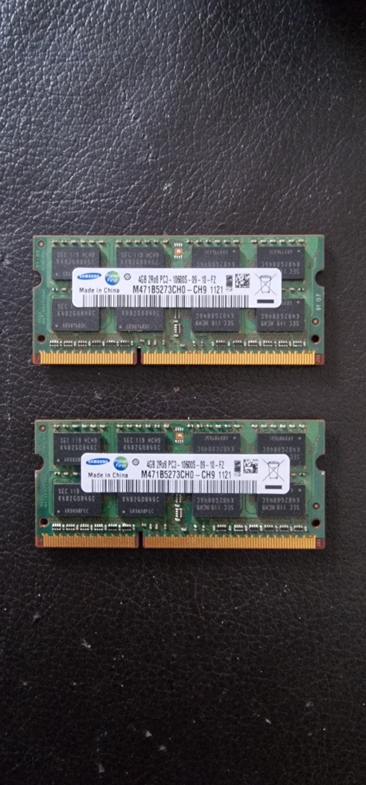 2x 4GB samsung sodim RAM DDR3, Gebruikt, DDR3, Ophalen of Verzenden, Laptop