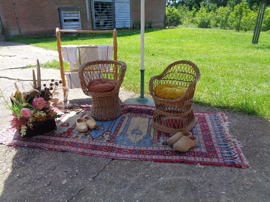 riet/bamboe/stoeltjes/tafeltje/decoratie/landelijke spullen, Ophalen of Verzenden, Gebruikt
