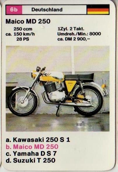 Kw1118 motorkaartje 6B maico md 250, Ophalen of Verzenden, Zo goed als nieuw, Motoren