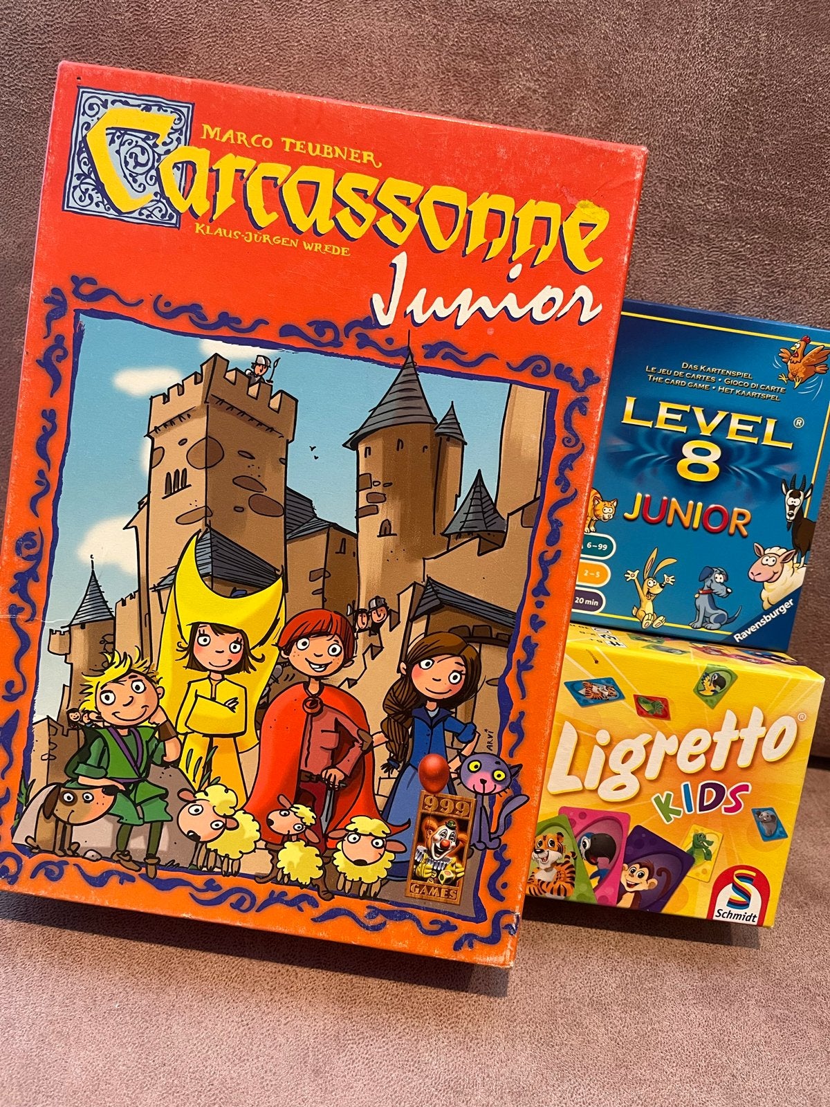 Carcassonne Junior, Level 8 Junior & Ligretto Kids bordspell, Een of twee spelers, Ophalen of Verzenden, Gebruikt
