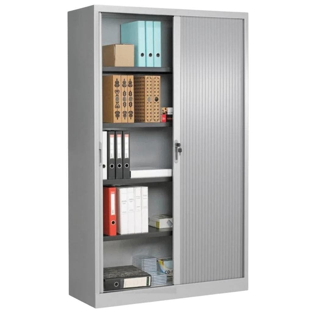 MN Roldeurkast Zilvergrijs H198xB120xD43, Kunststof, 100 tot 150 cm, Nieuw, Ophalen of Verzenden