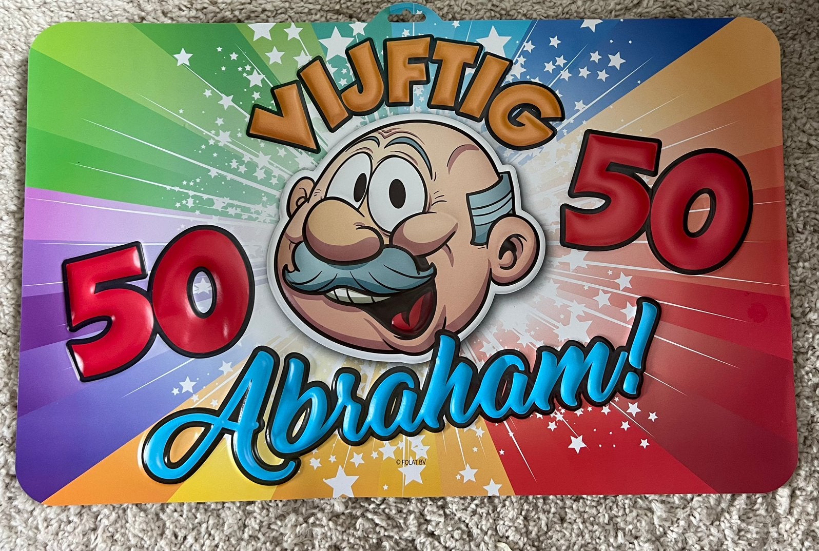 ABRAHAM 50 bord  37 bij 58 cm - 3D, Ophalen, Nieuw, Versiering, Abraham of Sarah