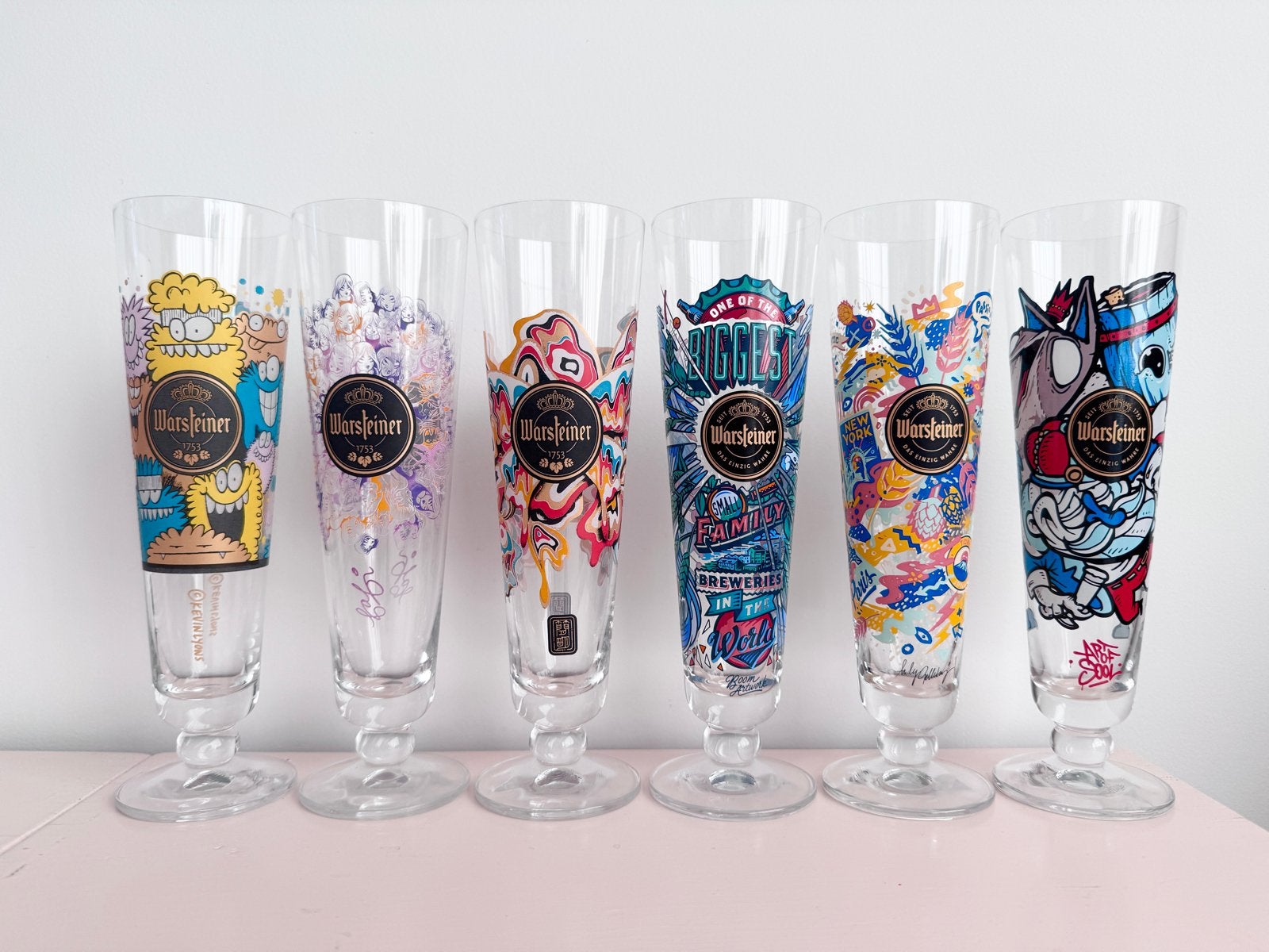 Warsteiner art bierglazen - Limited Edition (6 stuks), Ophalen of Verzenden, Zo goed als nieuw, Meerkleurig, Overige merken