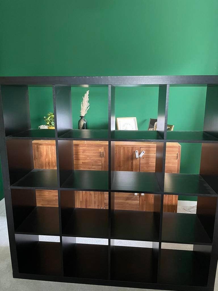 IKEA Expedit open 16 vakkast, zwart, wand of als roomdivider, Huis en Inrichting, Ophalen, Met plank(en), 100 tot 150 cm, 100 tot 150 cm