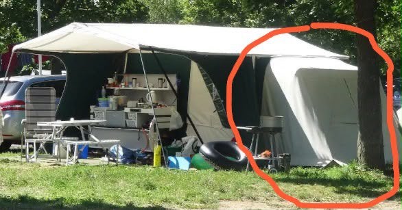 Gastencabine van combi camp Venetia 2003, Caravans en Kamperen, Vouwwagens, Ophalen, Combi-Camp, Tot en met 2, Beige