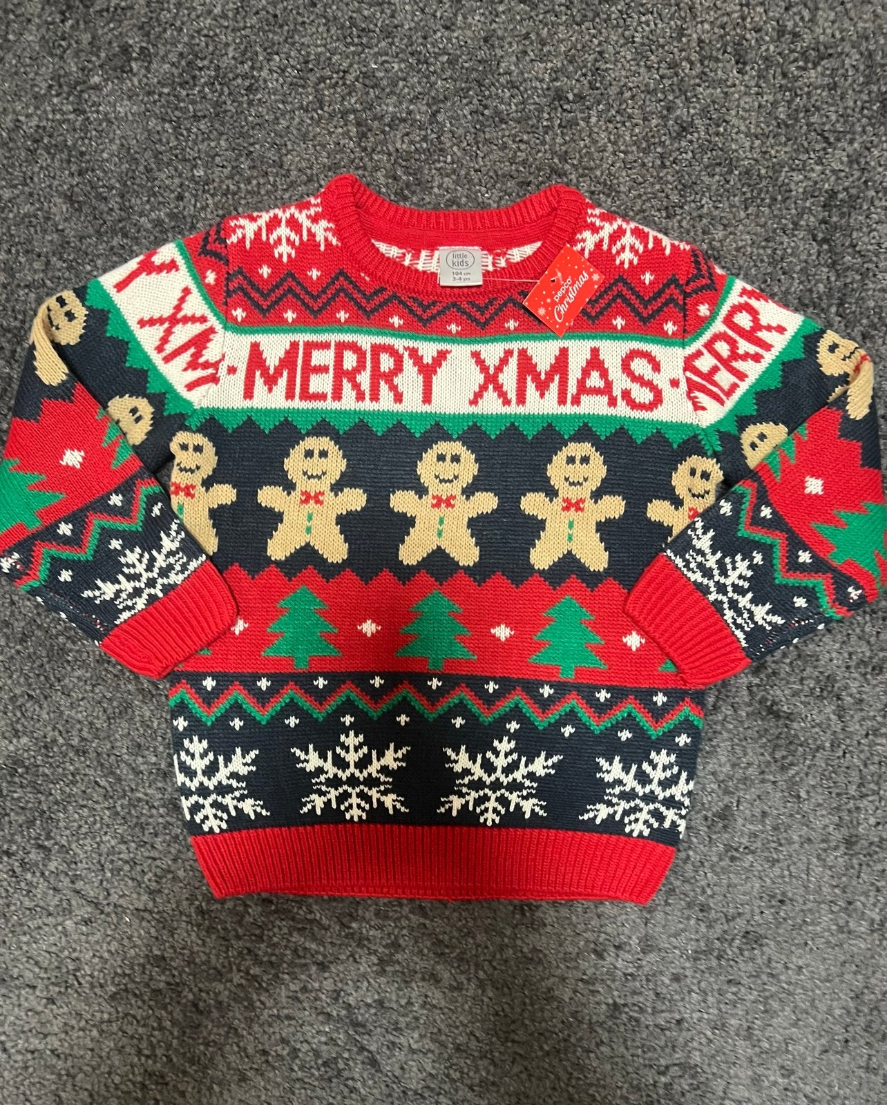 NIEUW, leuke gebreide kersttrui van Little Kids, maat 104, Ophalen of Verzenden, Nieuw, Jongen, Trui of Vest