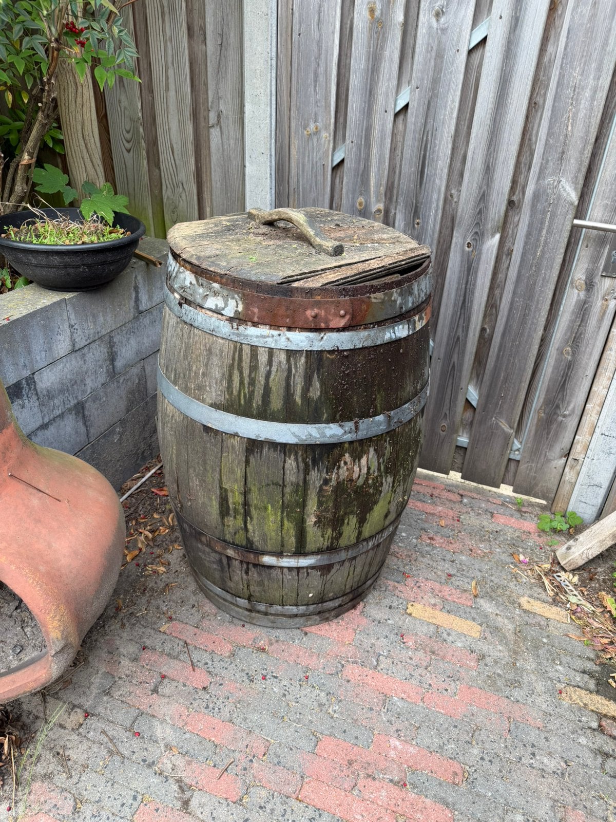 Regenton (Wijnvat) te koop, 150 liter of meer, Ophalen, Zo goed als nieuw, Hout