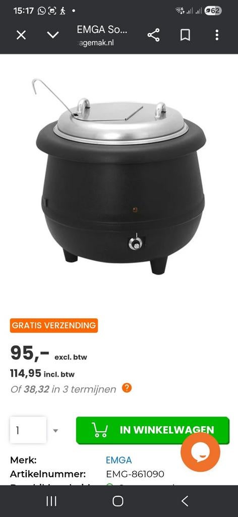 Professionele soepketel, Ophalen of Verzenden, Zo goed als nieuw