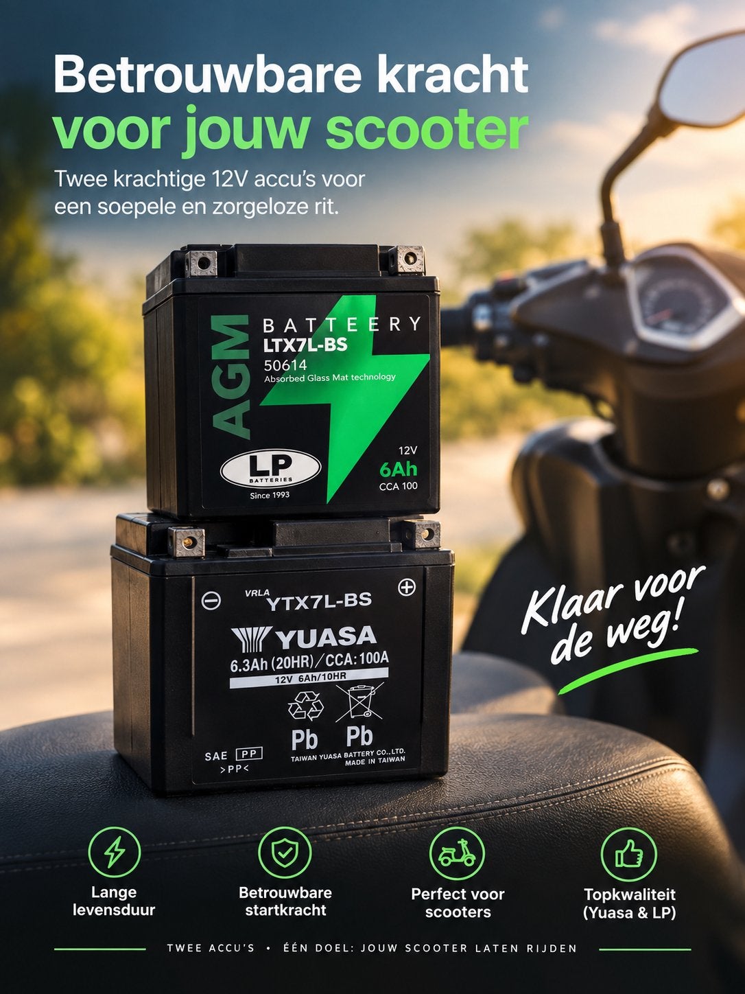 Scooter Accu 12V 6Ah (2 ACCUS!), Ophalen of Verzenden, Nieuw, Overige typen, Overige merken