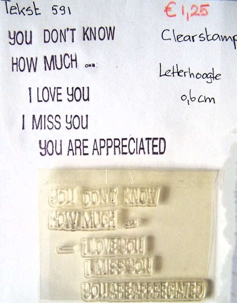 Tekst 591 Clearstamp, Hobby en Vrije tijd, Stempelen, Ophalen of Verzenden, Gebruikt, Clearstamp
