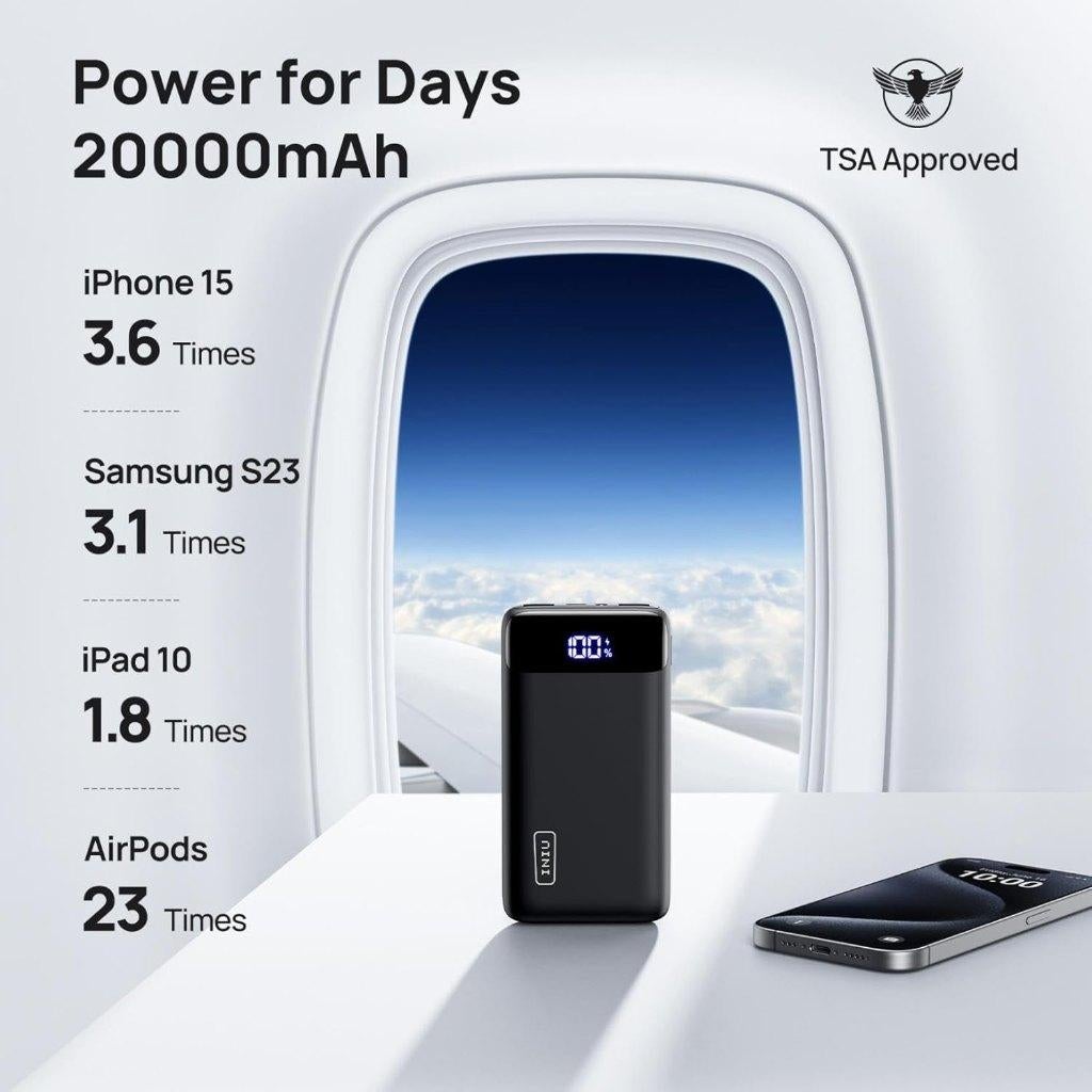 INIU Power Bank, 22,5W 20000mAh PD 3.0 QC 4.0 USB C, Iniu, Iniu, Nieuw, Ophalen of Verzenden