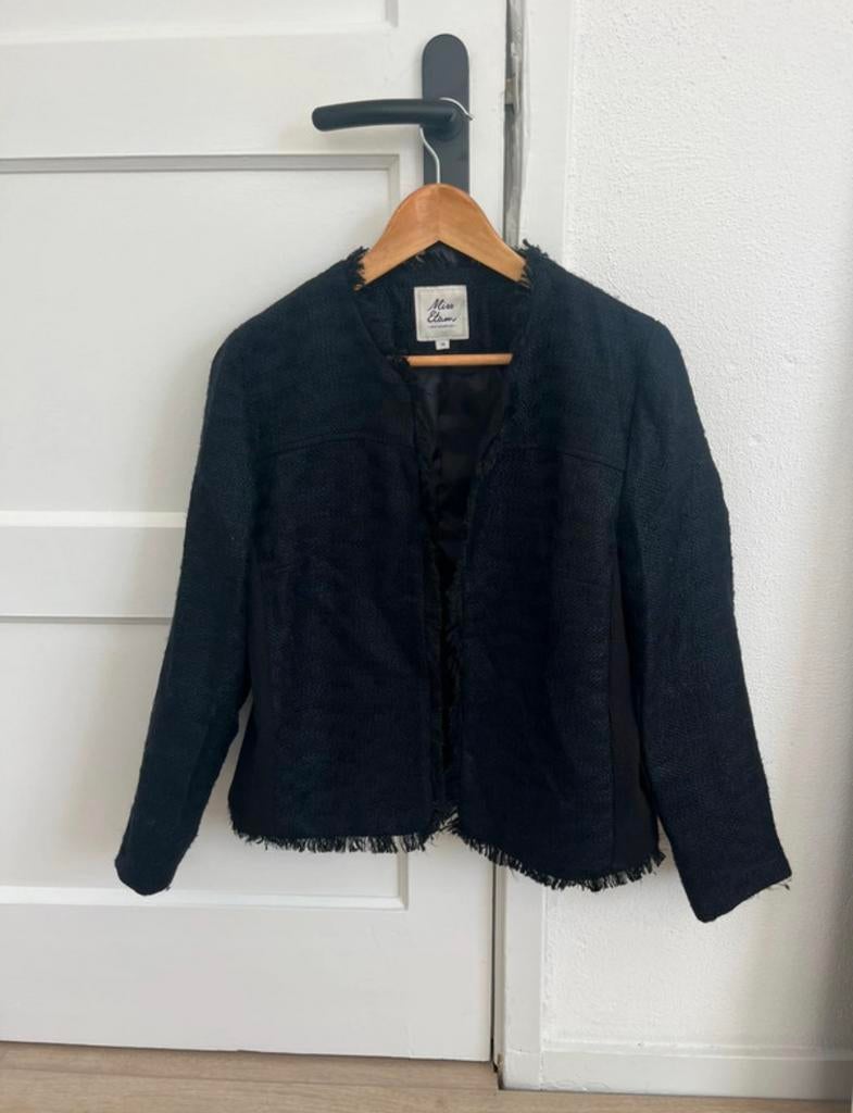Chique Tweed Look Jasje – Marineblauw & Zwart – Maat 38, Maat 38/40 (M), Zwart, Ophalen of Verzenden, Zo goed als nieuw
