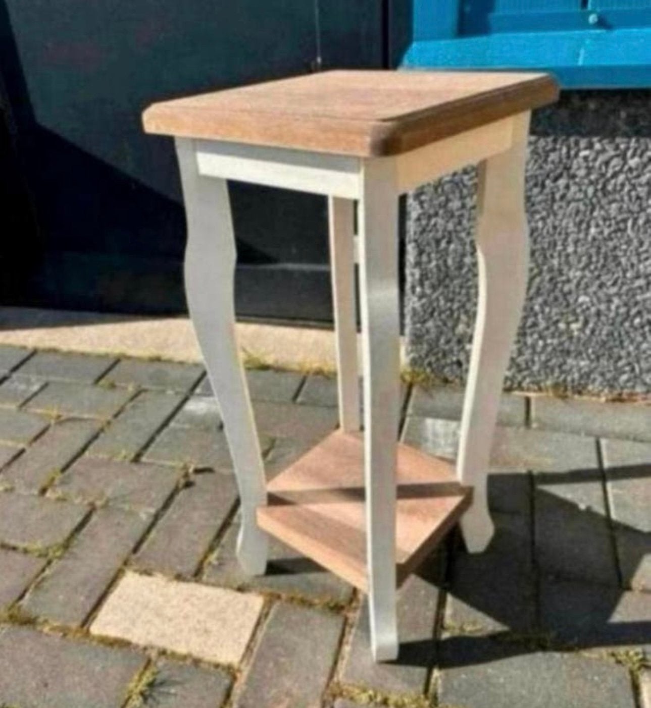 Landelijk brocante bijzettafeltje / plantentafeltje, Antiek en Kunst, Ophalen of Verzenden