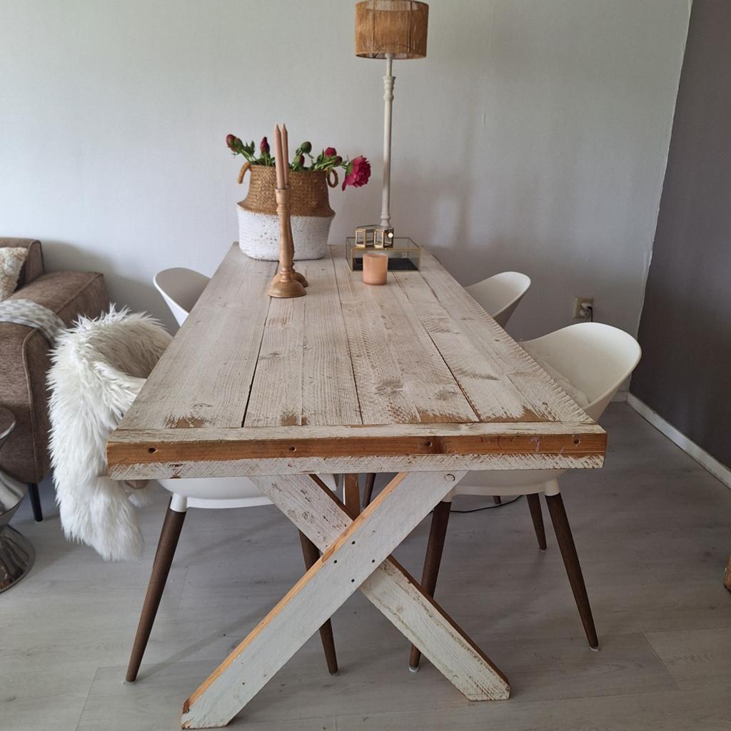 Eetafel houten planken 190/80/hoogte 80cm, Ophalen, Gebruikt, Rechthoekig, 50 tot 100 cm