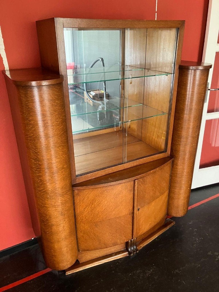 Art Deco vitrinekast / buffetkast – jaren ’20/’30, Ophalen, Gebruikt, 100 tot 150 cm, Artdeco