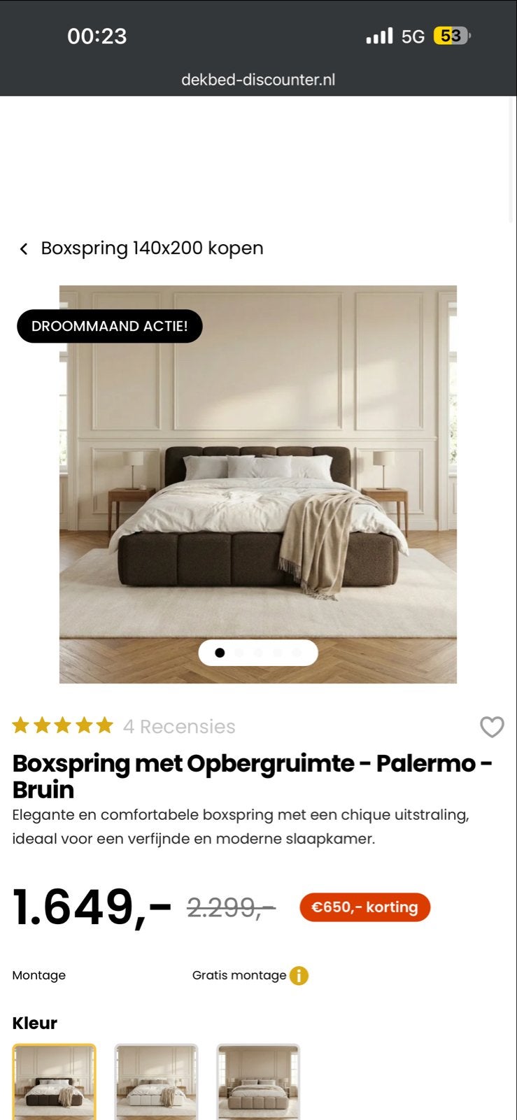 Foto 5 van Palermo Bruin Boxspring met opbergruimte en matras - 180x200