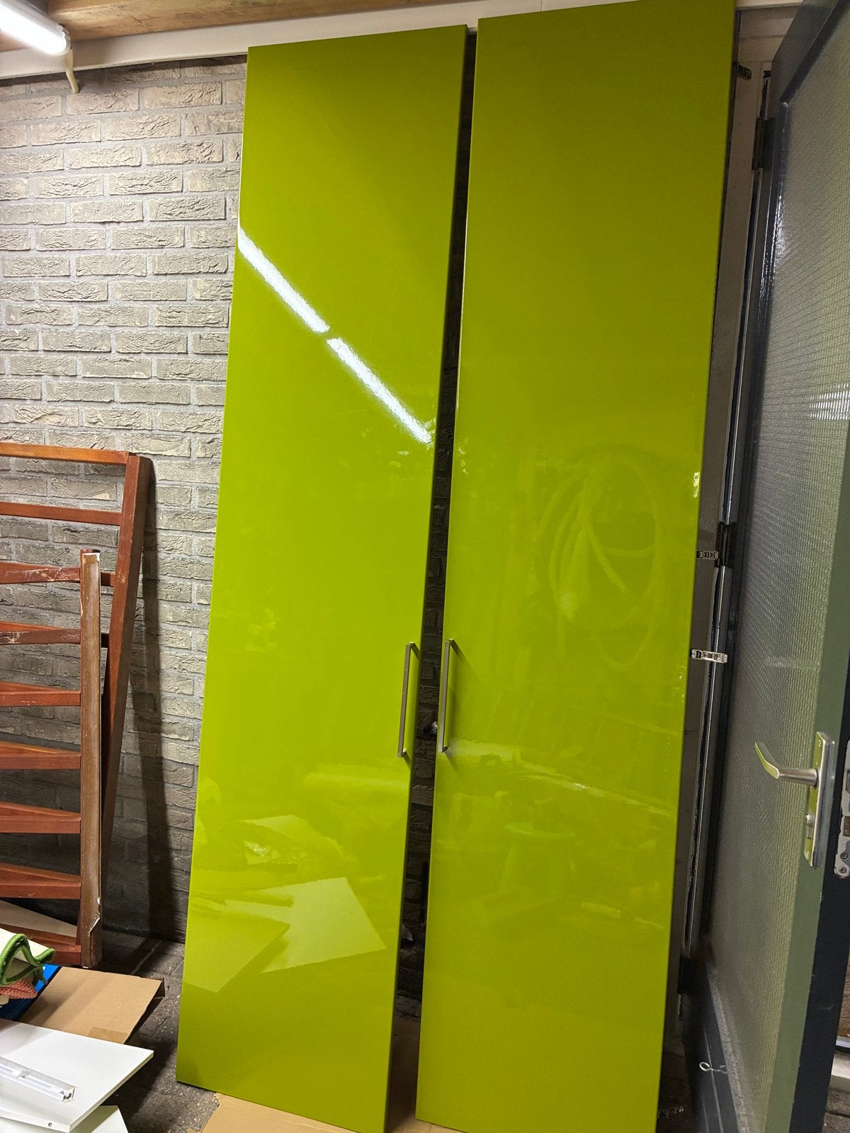 IKEA Pax kastdeuren hoogglans groen 230x50 (3 stuks), Ophalen, Kunststof, Gebruikt, 200 cm of meer