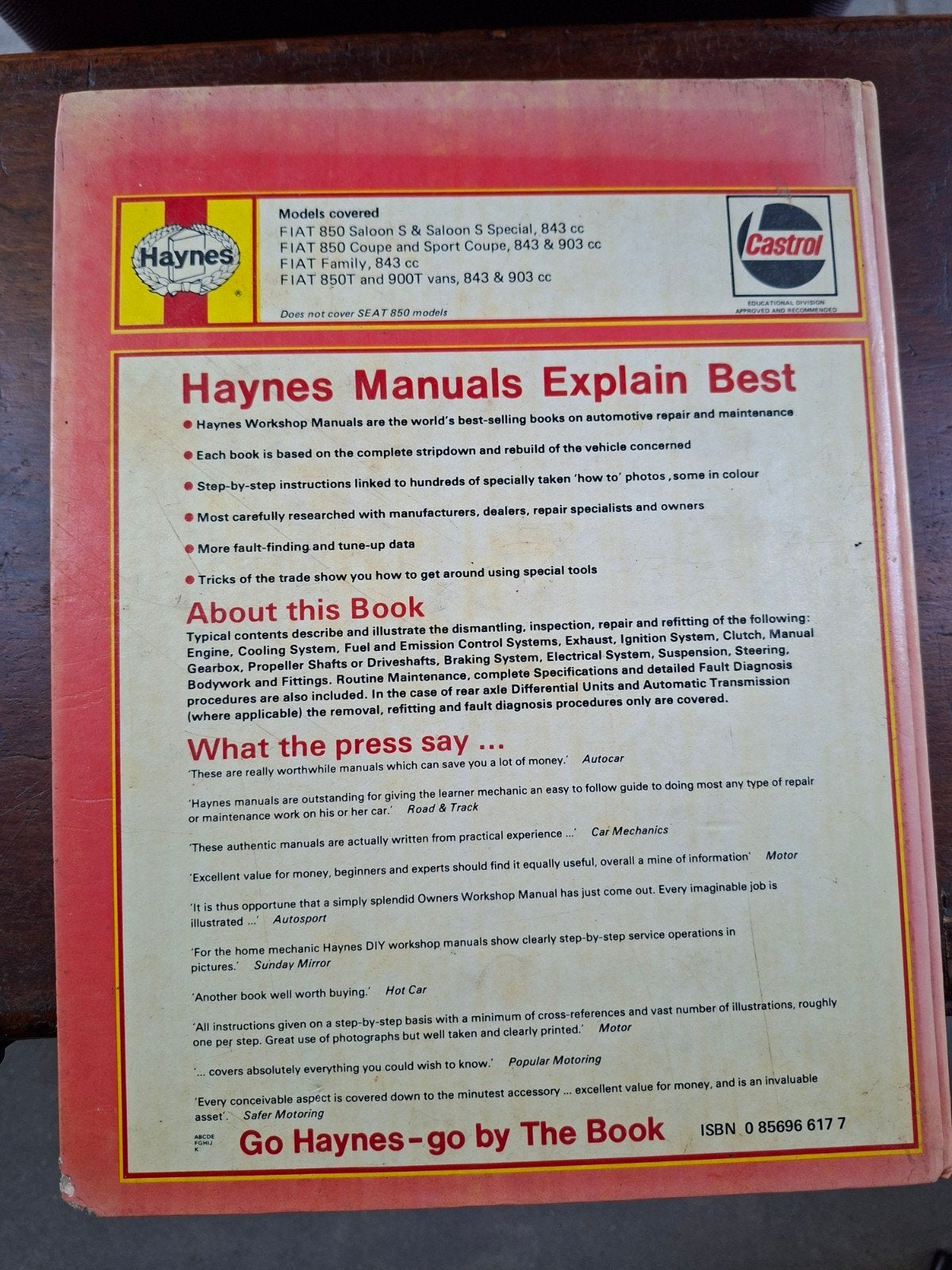 FIAT 850 Owners Workshop Manual Haynes, Boeken, Ophalen of Verzenden, Gelezen, Overige merken, J H Haynes en B L Chalmers-Hunt