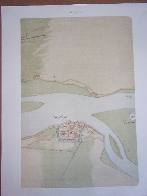 Woudrichem. Plattegrond van de stad door Jacob van Deventer, Cartografie, Ophalen of Verzenden, Origineel, 28 cm
