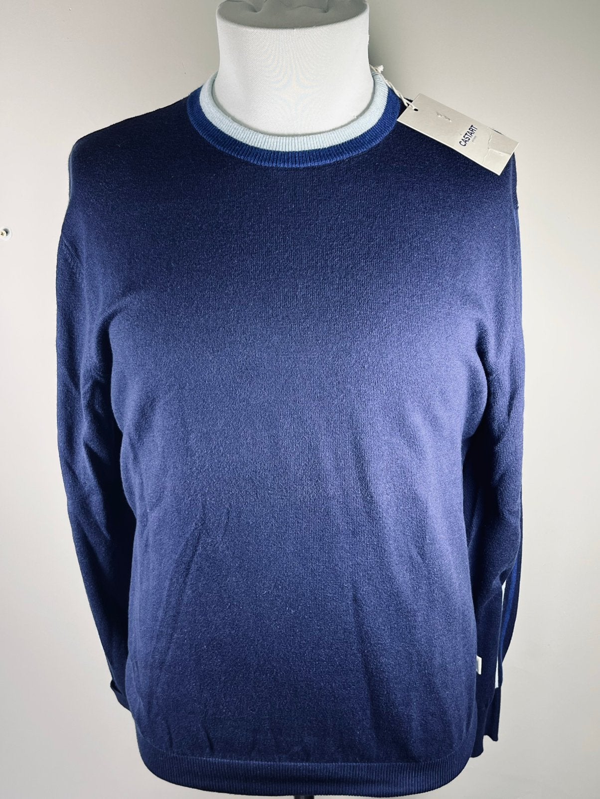 Castart trui katoen met cashmere, maat L, nieuw, wvp €129,00, Kleding | Heren, Maat 52/54 (L), Castart, Blauw, Nieuw