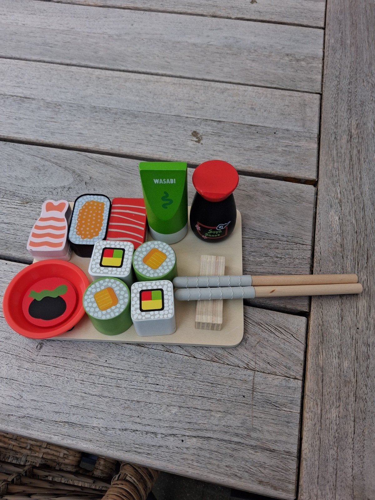 Houten sushi speelset voor kinderen, Kinderen en Baby's, Ophalen of Verzenden, Zo goed als nieuw