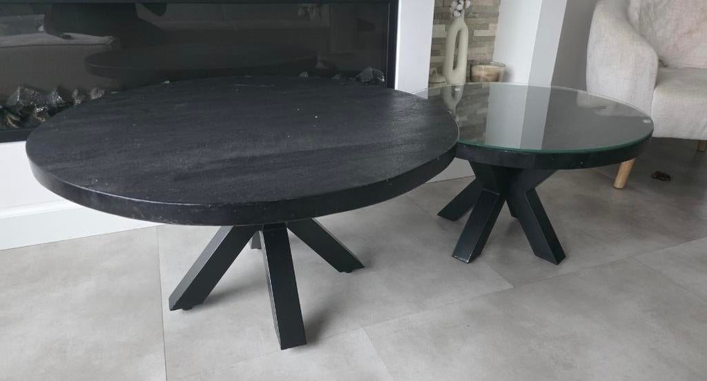 Zwarte mango tafels, Huis en Inrichting, Tafels | Eettafels, Ophalen of Verzenden, Rond, 50 tot 100 cm, 50 tot 100 cm