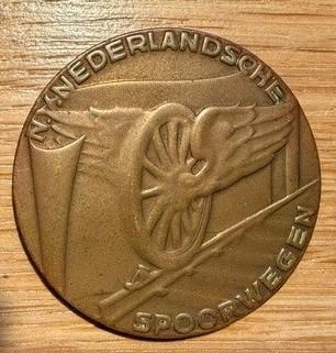 Nederlandsche Spoorwegen herdenkingspenning brons, Ophalen, Brons, Nederland