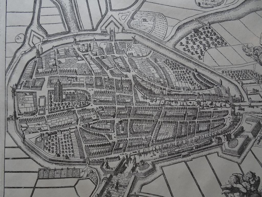 gravure plattegrond Zierikzee, Zeeland, Jan Luyken 19e eeuw, Verzamelen, Foto's en Prenten, Gebruikt, Prent, Overige onderwerpen