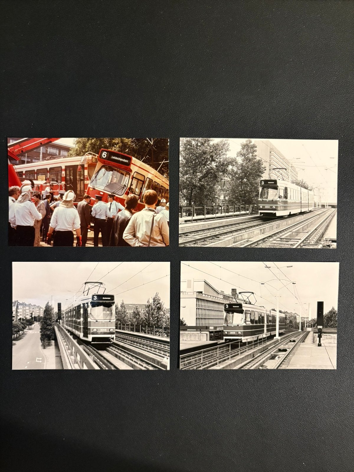 4 foto’s trams HTM (jaren 70), Verzamelen, Ophalen of Verzenden, Gebruikt, Tram