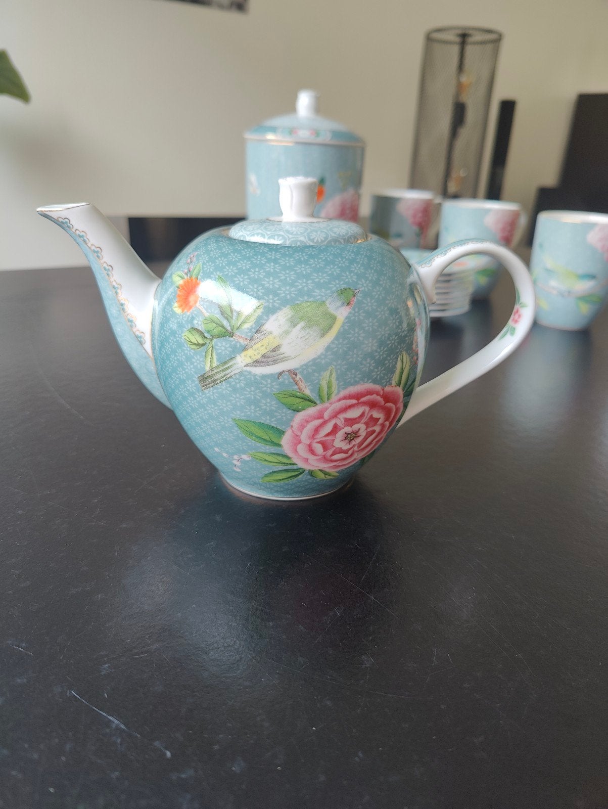 Prachtige Pip Studio theepot blushing birds., Zo goed als nieuw, Steen/keramiek, Meerkleurig, Overige merken