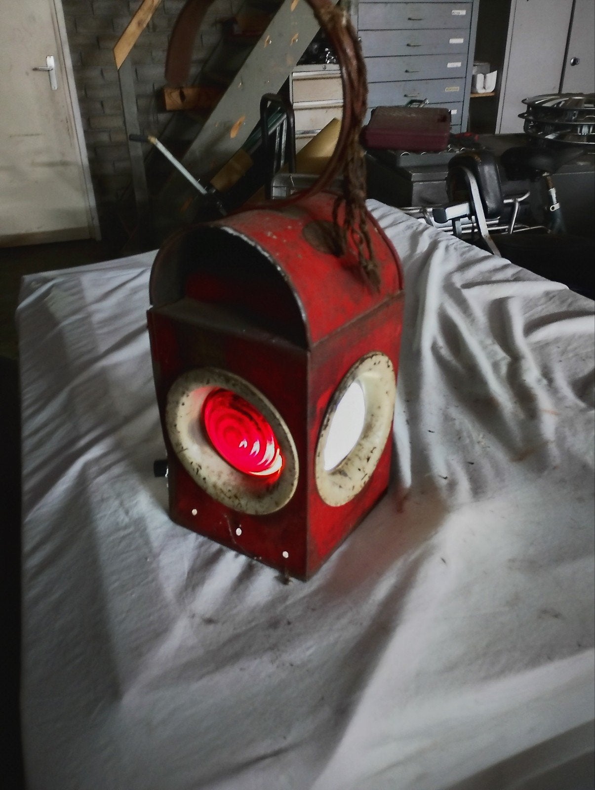 antieke weg werkzaamheden lamp, Verzamelen, Ophalen of Verzenden, Gebruikt, Trein, Overige typen
