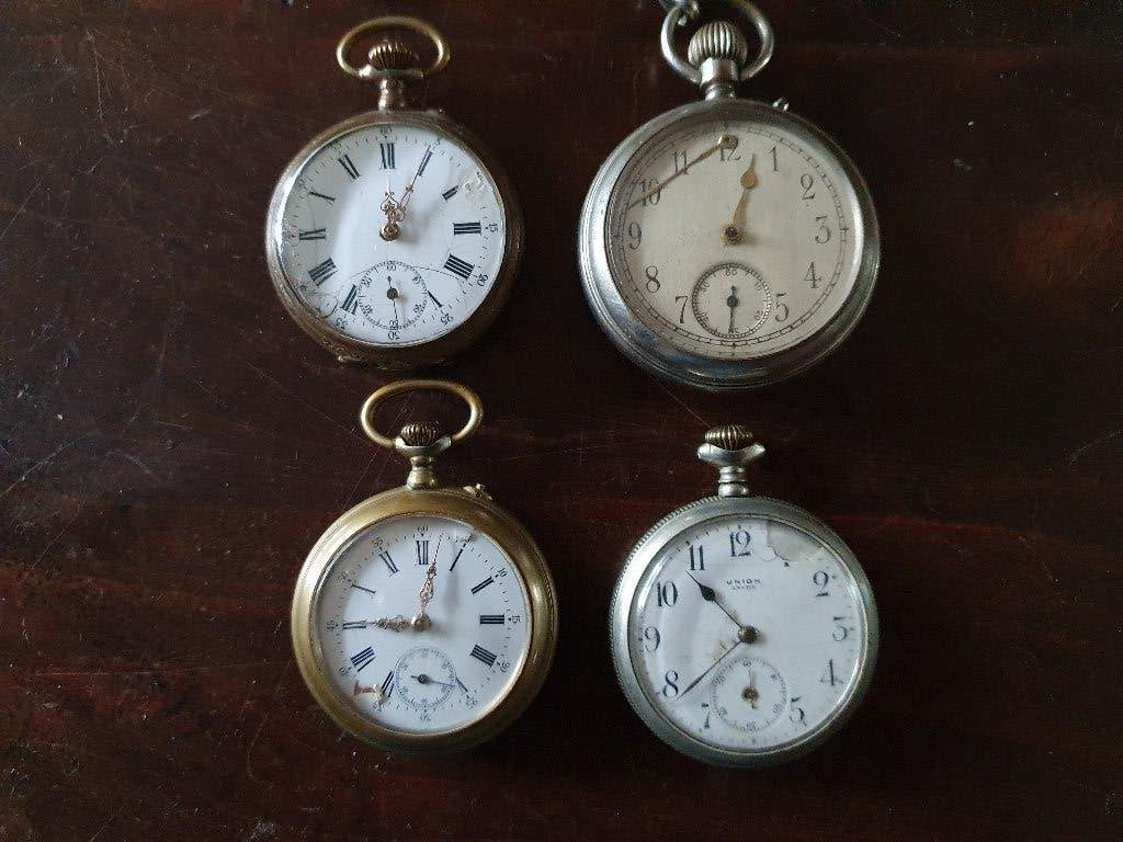 zak horloges 4x voor de maker, Overige merken, Overige materialen, Zakhorloge, 1900 tot 1930