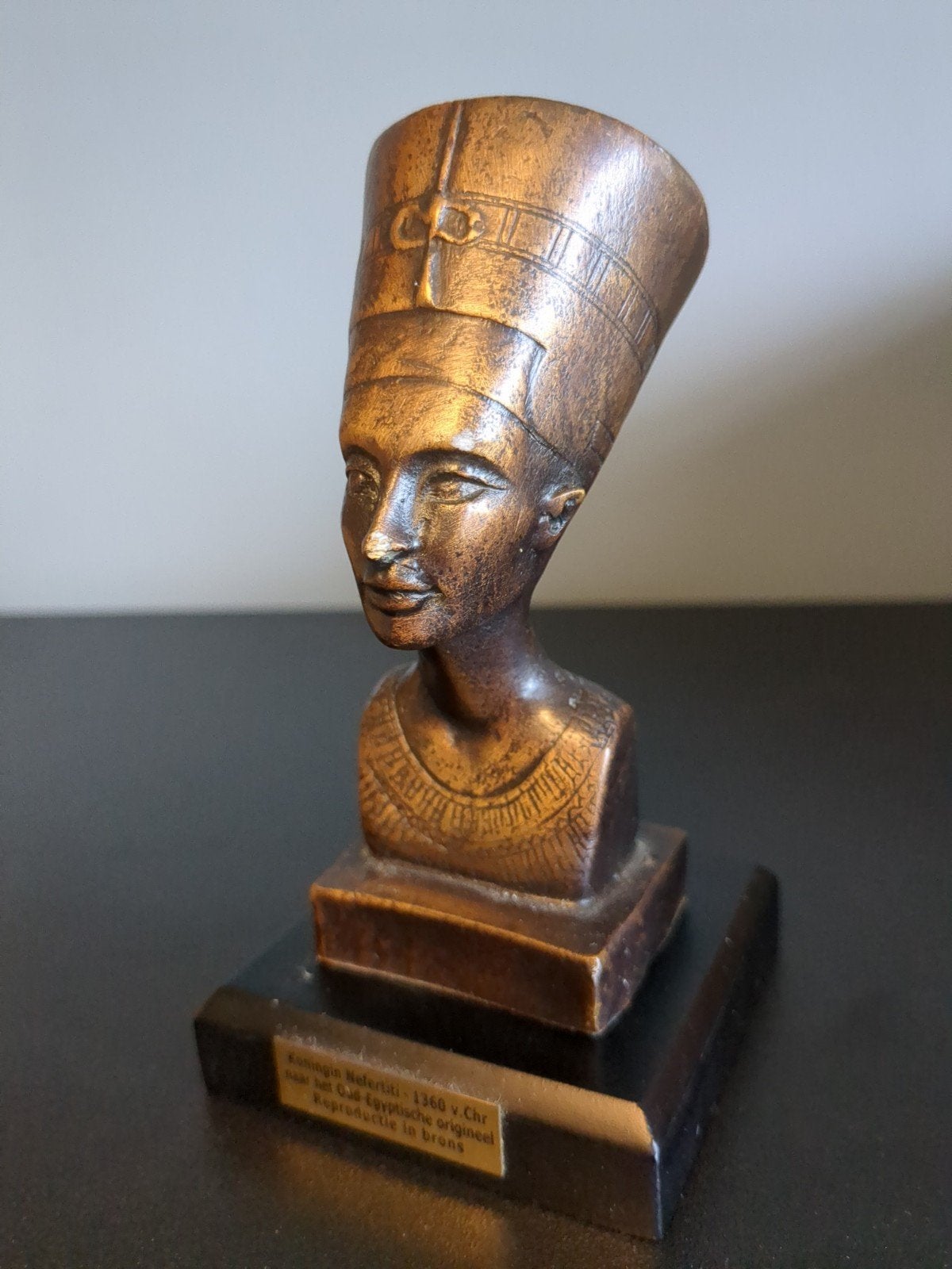 Bronzen beeldje Nefertiti met certificaat, Ophalen of Verzenden, Zo goed als nieuw, Overige typen