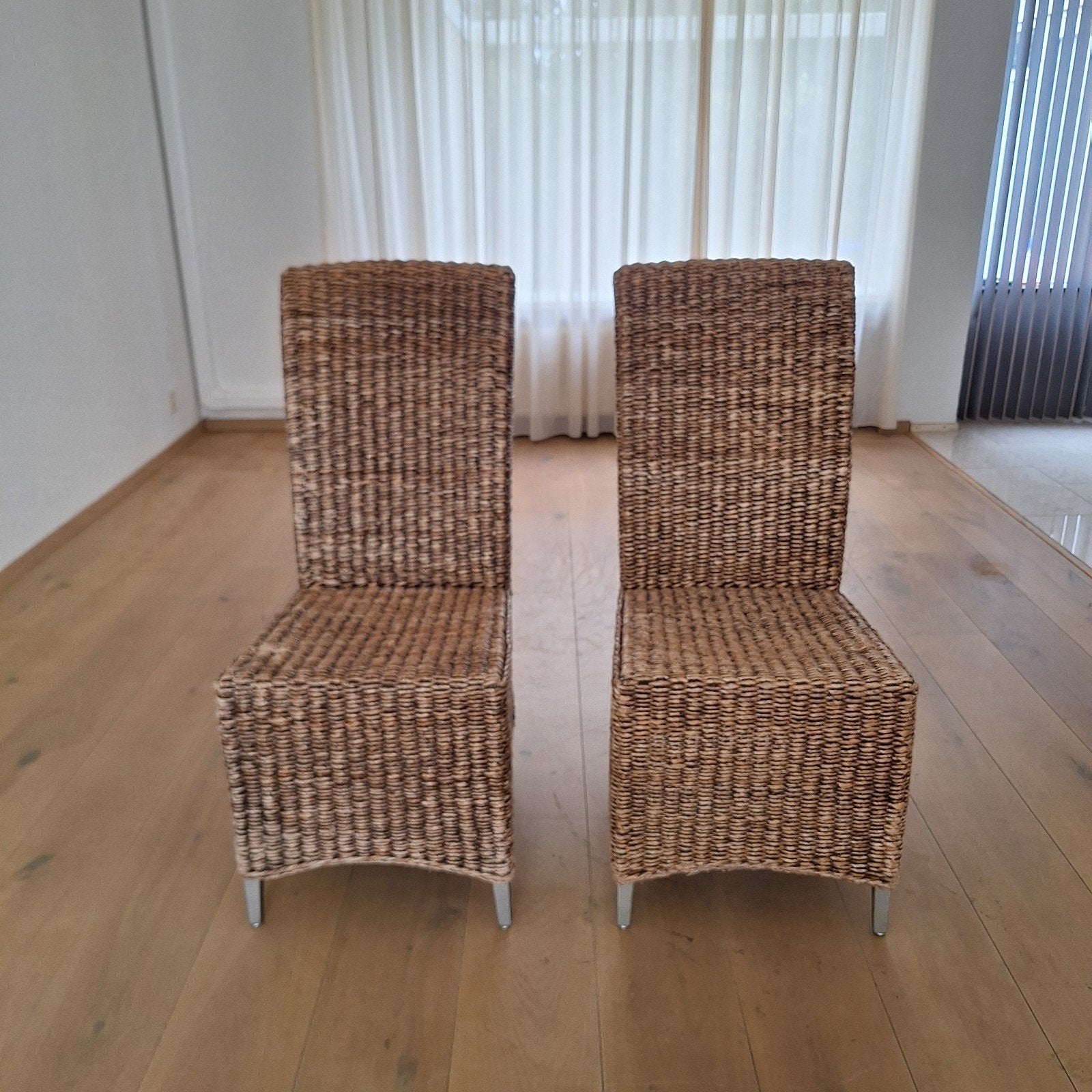 6 rieten eetkamerstoelen, Huis en Inrichting, Ophalen, Riet of Rotan, Bruin, Zo goed als nieuw
