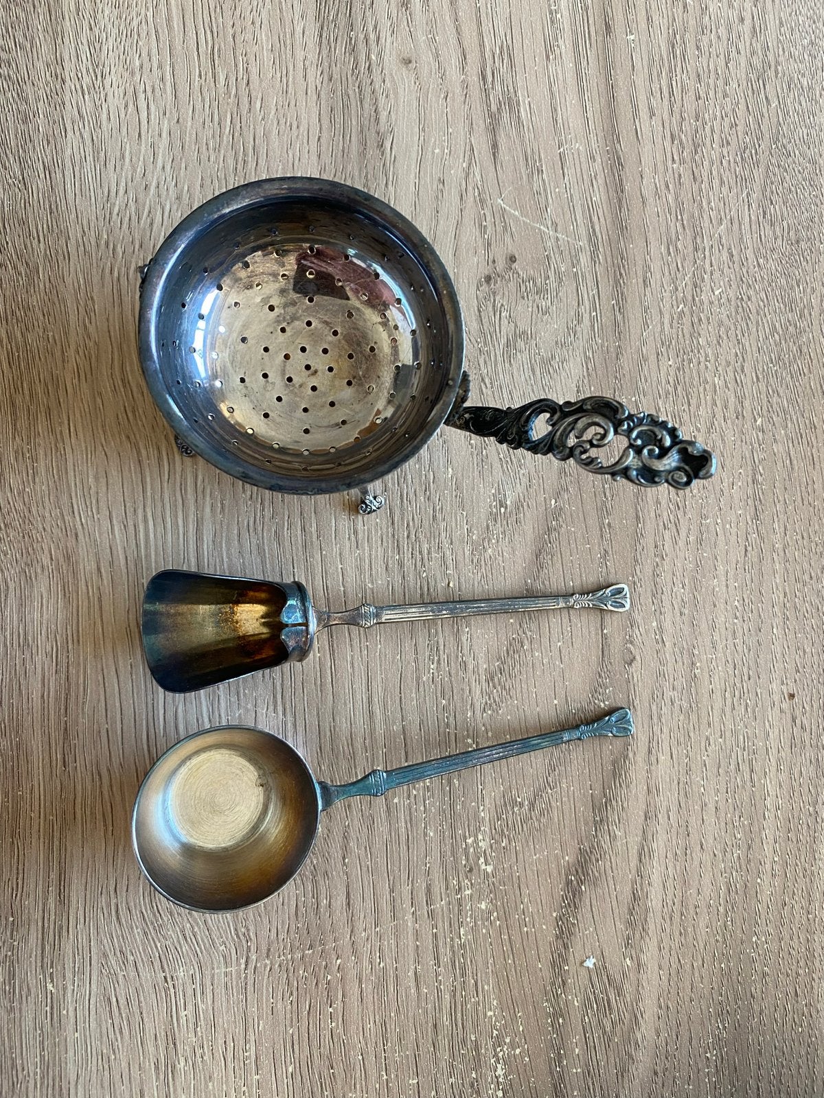 Vintage Theezeefje met 2 Thee-/Suikerlepeltjes, Ophalen of Verzenden