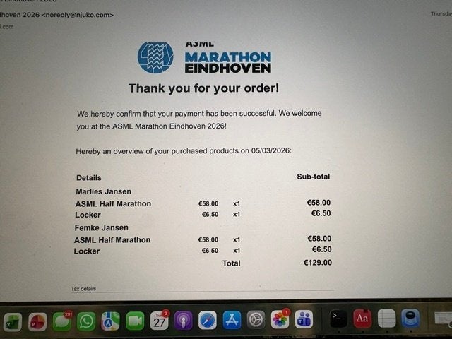 2 startbewijzen Eindhoven halve marathon, Eén persoon