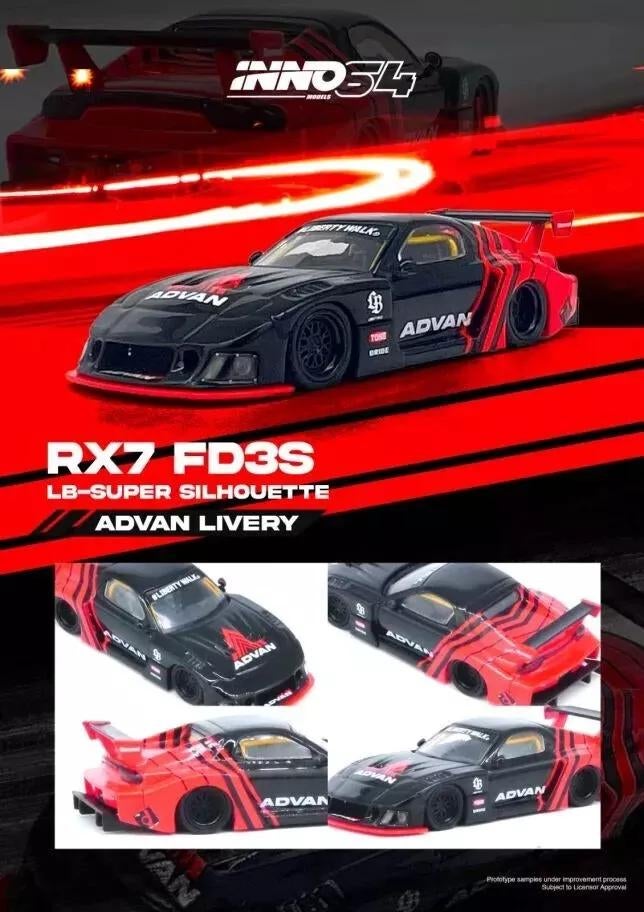 Mazda RX-7 (FD3S) LB-Super Silhouette van Inno64 1/64 LBWK, Hobby en Vrije tijd, Modelauto's | Overige schalen, Nieuw, Auto, Ophalen of Verzenden