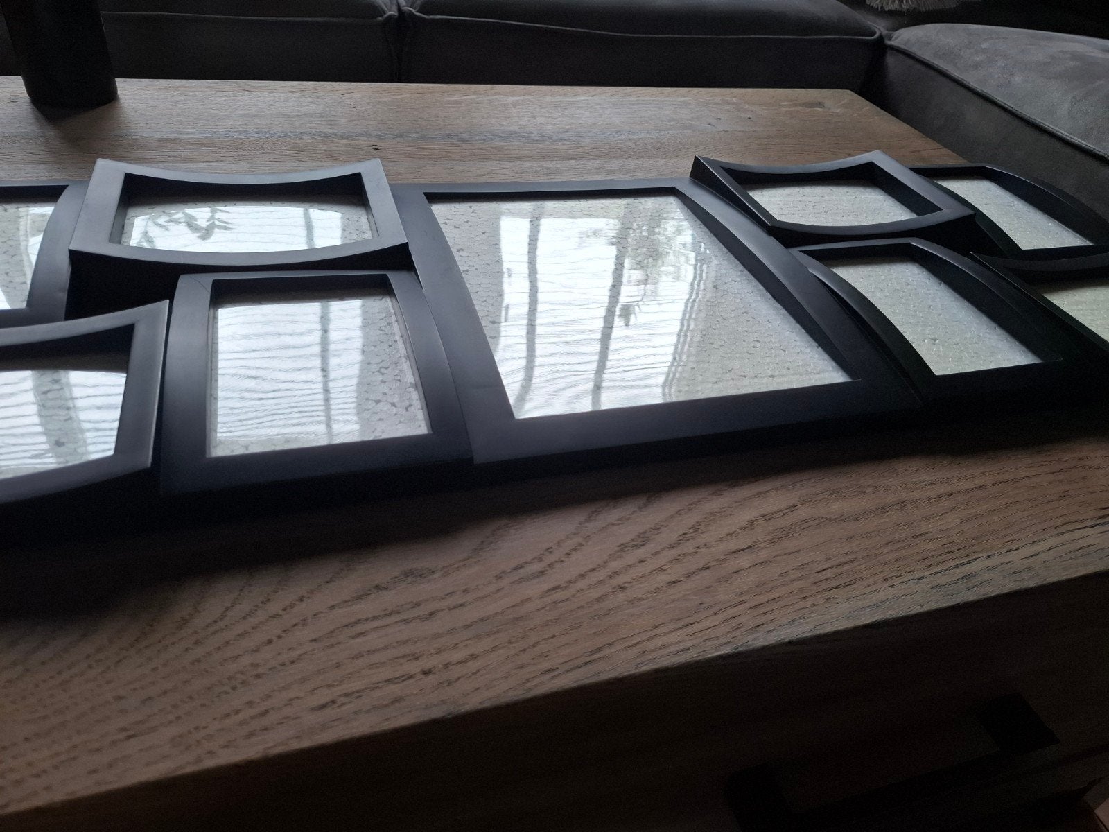 Zwarte fotolijst voor 9 foto's, Ophalen, Kunststof, Gebruikt, Hangend