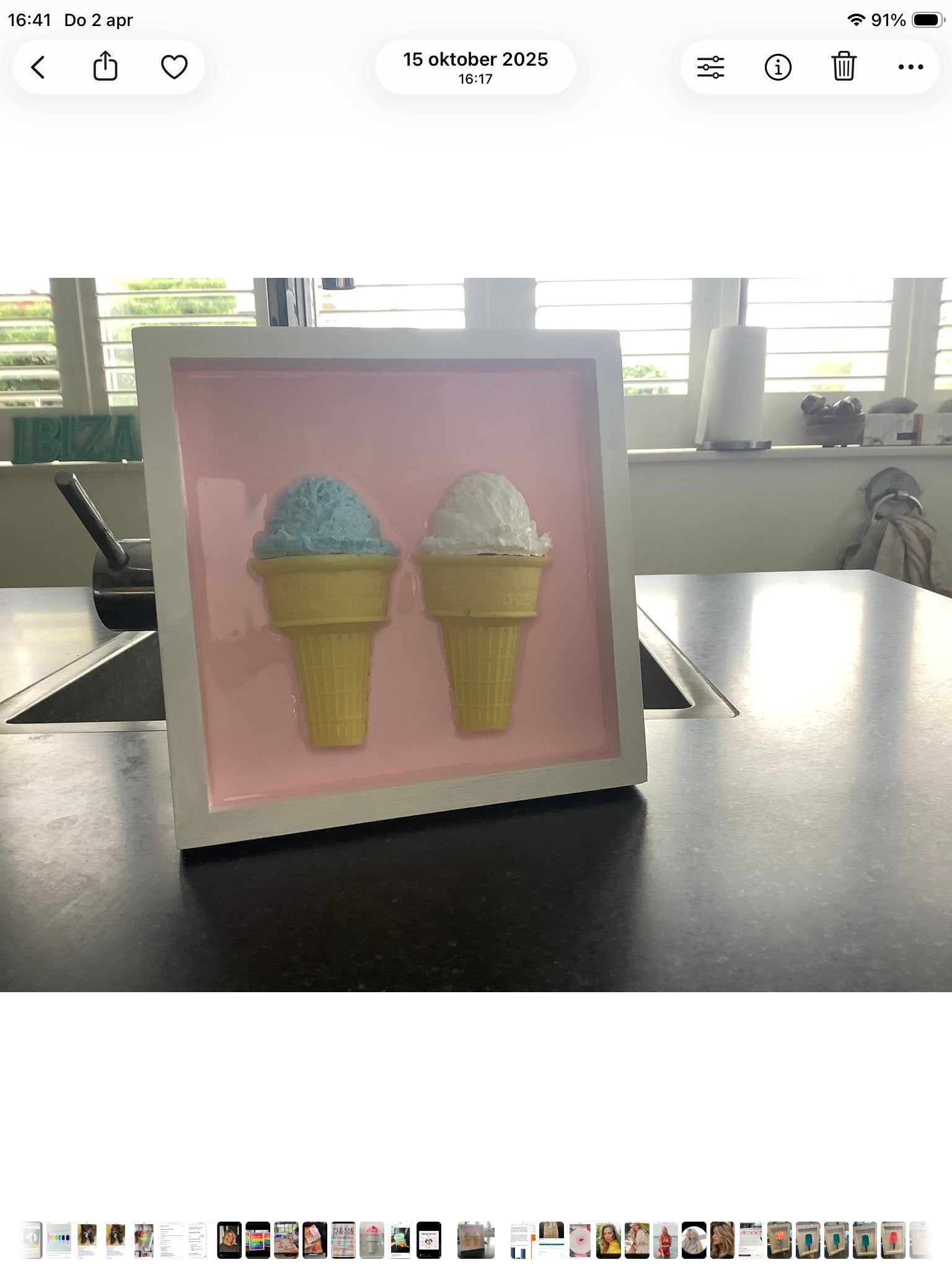 Leuke 3D ijsjes lijst voor kinderkamer of keuken, Minder dan 50 cm, Overige typen, Nieuw, Ophalen of Verzenden